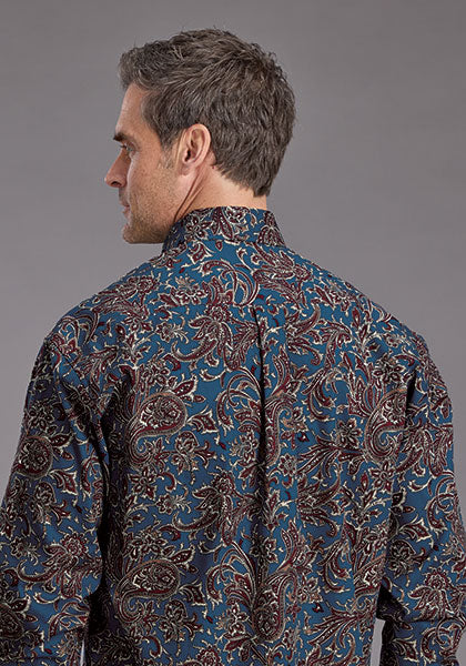 Mens Stetson Blue Paisley Western Shirt