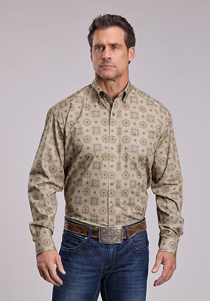 Mens Stetson Gold Coin Medallion Western Shirt