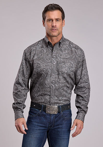 Mens Stetson Smoke Paisley Western Shirt
