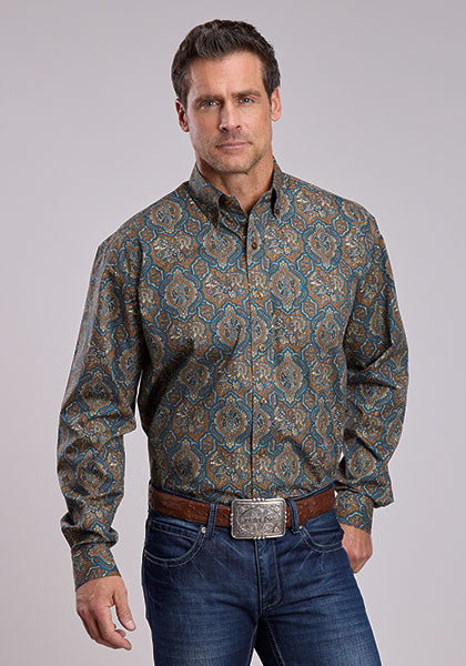 Mens Stetson Medallion Paisley Western Shirt