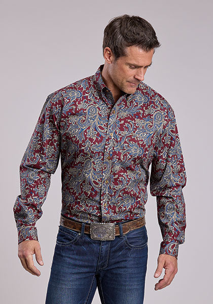 Mens Stetson Ruby Paisley Western Shirt