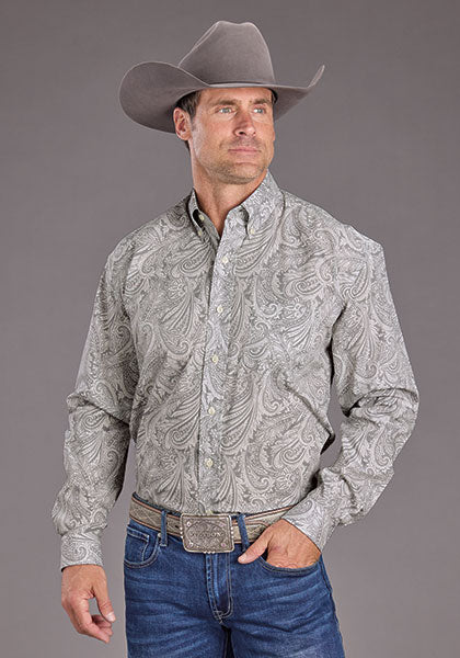 Mens Stetson Smoke Paisley Western Shirt