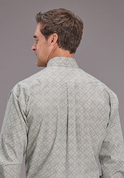 Mens Stetson Pewter Print Western Shirt