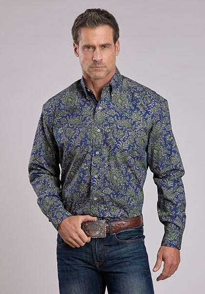 Mens Stetson Moss Paisley Western Shirt
