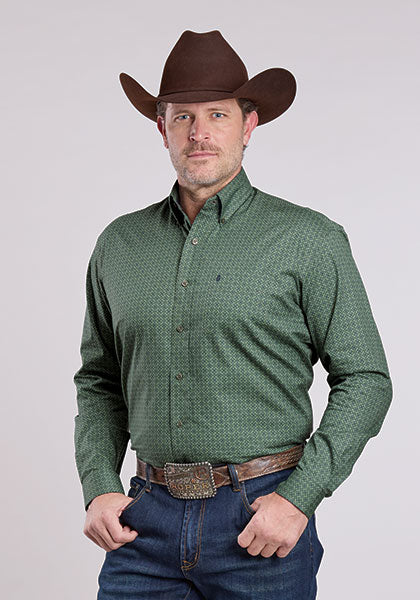 Mens Stetson Sage Lattice Western Shirt