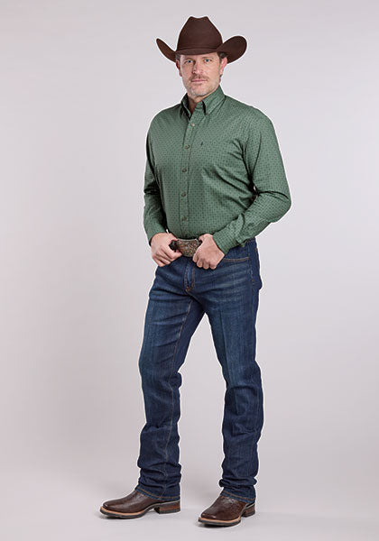 Mens Stetson Sage Lattice Western Shirt