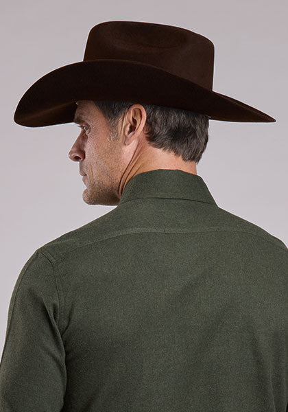 Mens Stetson Olive Flannel Western Shirt