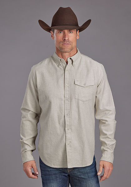 Mens Stetson Heathered Flannel Western Shirt