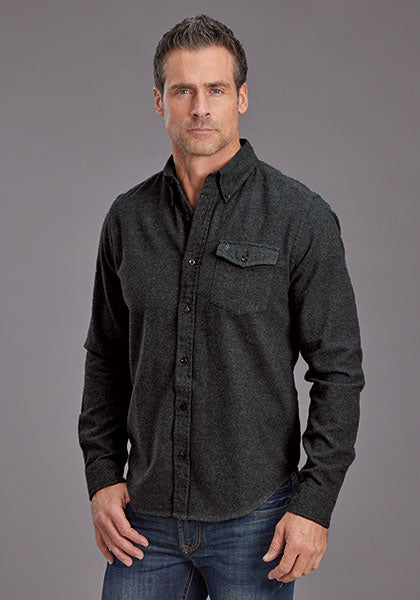 Mens Stetson Heathered Flannel Western Shirt