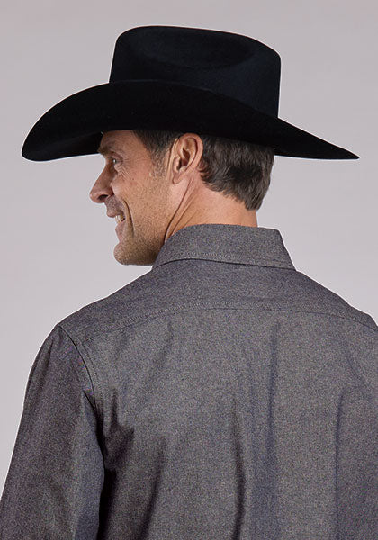 Mens Stetson Navy Denim Western Shirt