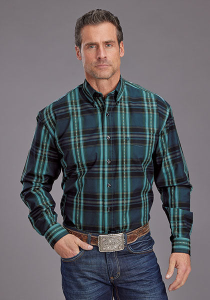 Mens Stetson Lake Plaid Western Shirt