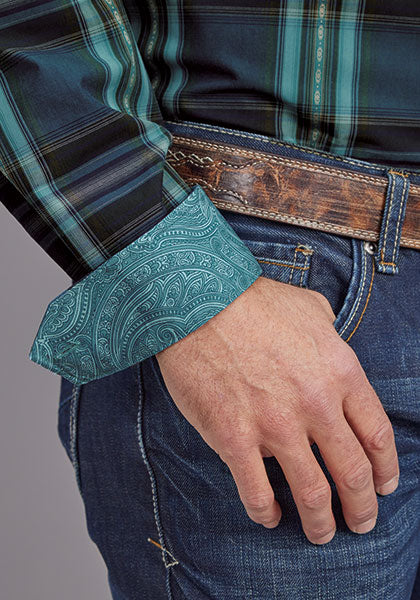 Mens Stetson Lake Plaid Western Shirt