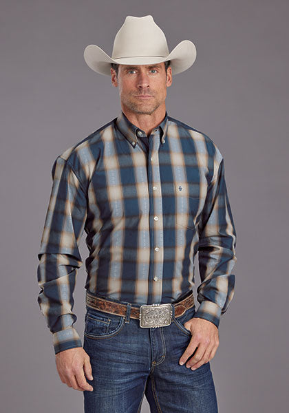 Mens Stetson Vintage Blue Western Shirt