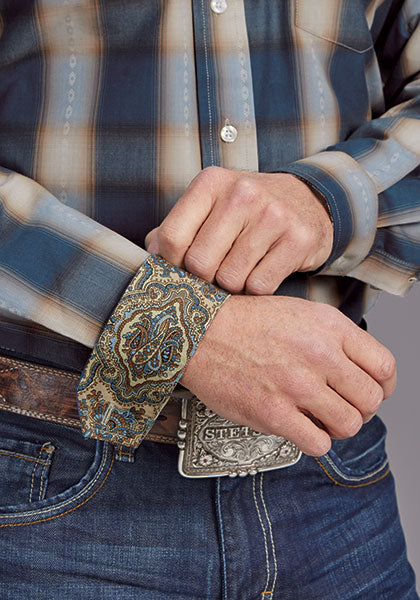 Mens Stetson Vintage Blue Western Shirt