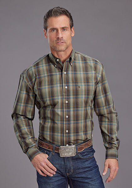 Mens Stetson Diamond Plaid Western Shirt