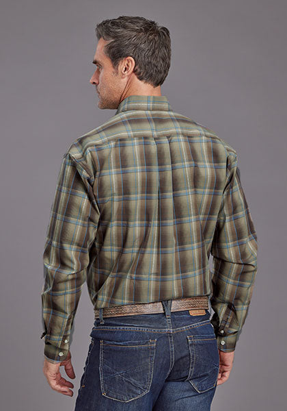 Mens Stetson Diamond Plaid Western Shirt