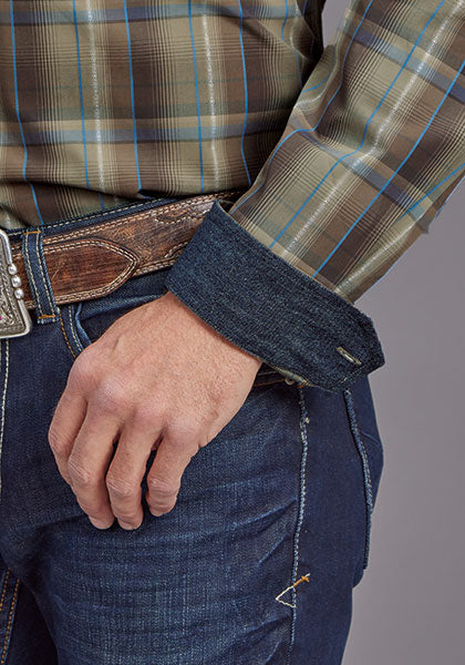 Mens Stetson Diamond Plaid Western Shirt
