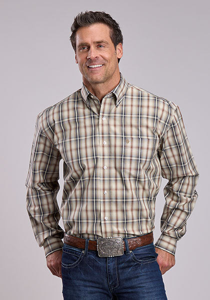 Mens Stetson Winter Wheat Plaid Western Shirt