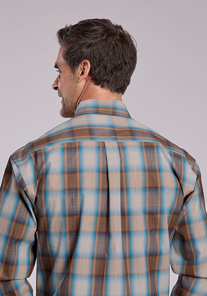 Mens Stetson Sandalwood Plaid Western Shirt