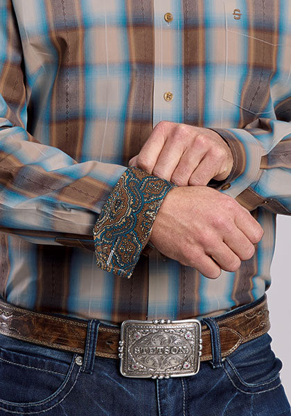 Mens Stetson Sandalwood Plaid Western Shirt