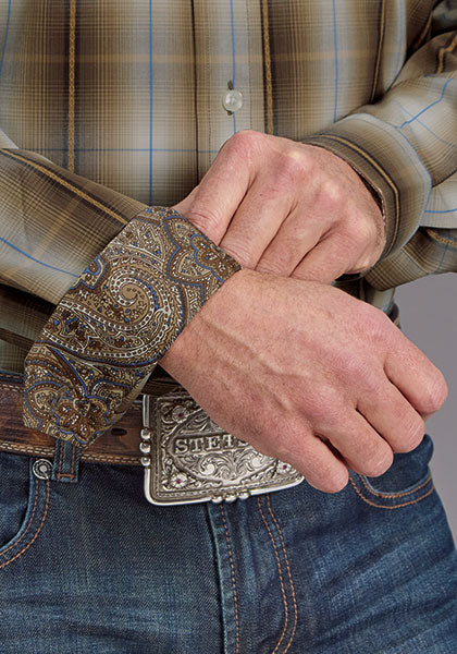 Mens Stetson Sand Plaid Western Shirt