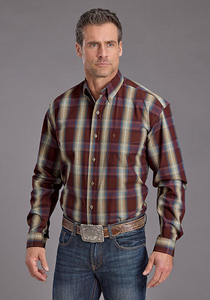 Mens Stetson Red Rock Plaid Western Shirt