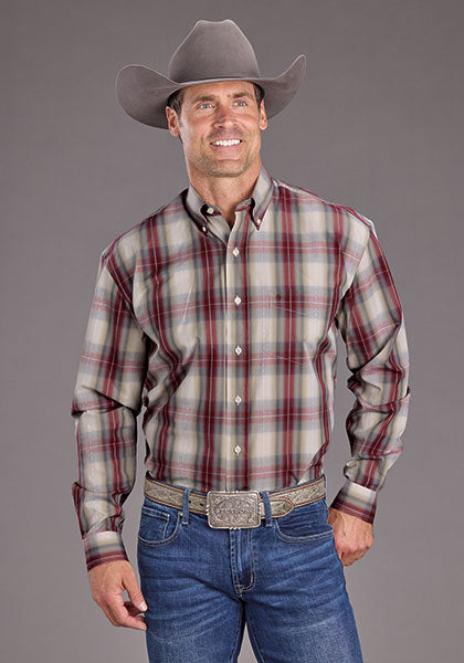Mens Stetson Diamond Ranch Plaid Western Shirt