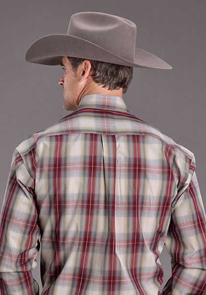 Mens Stetson Diamond Ranch Plaid Western Shirt