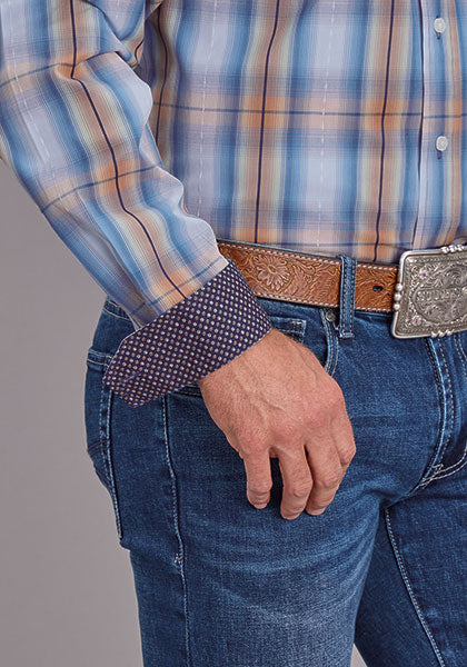 Mens Stetson Sunrise Plaid Western Shirt