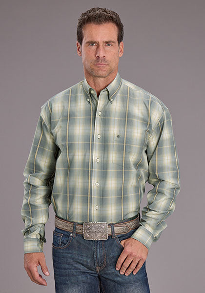 Mens Stetson Gold Dust Plaid Western Shirt