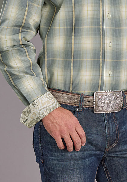 Mens Stetson Gold Dust Plaid Western Shirt