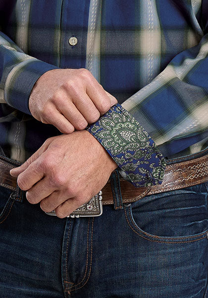 Mens Stetson Blue Sage Plaid Western Shirt