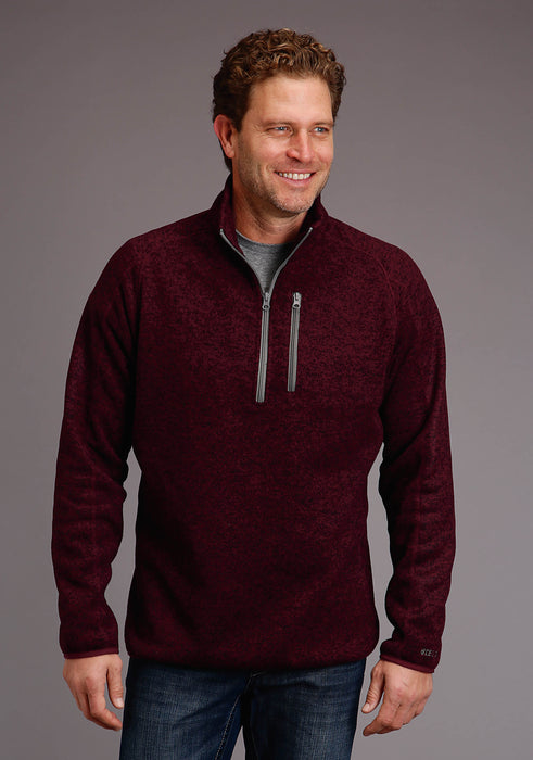 Men's Stetson Wine Western Quarter Zip Sweater