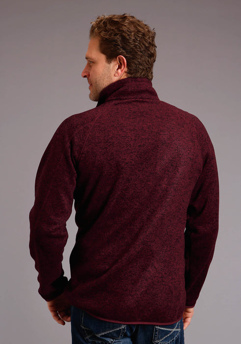 Men's Stetson Wine Western Quarter Zip Sweater