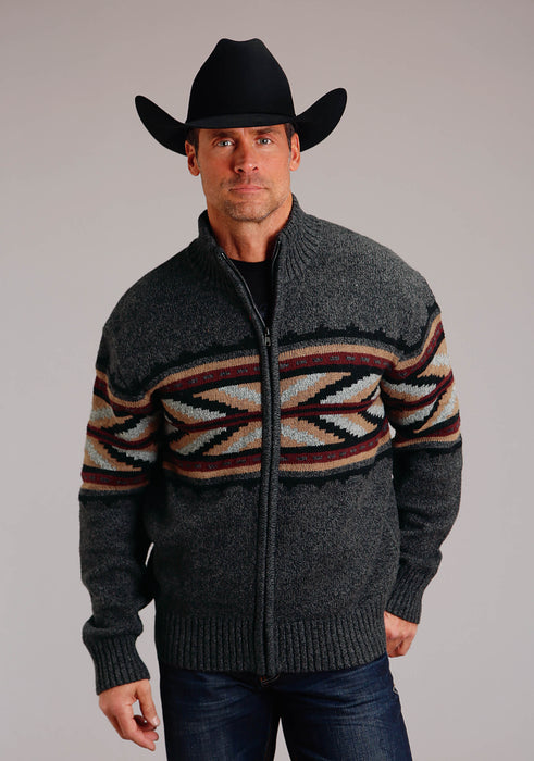 Men's Stetson Grey Western Wool Sweater