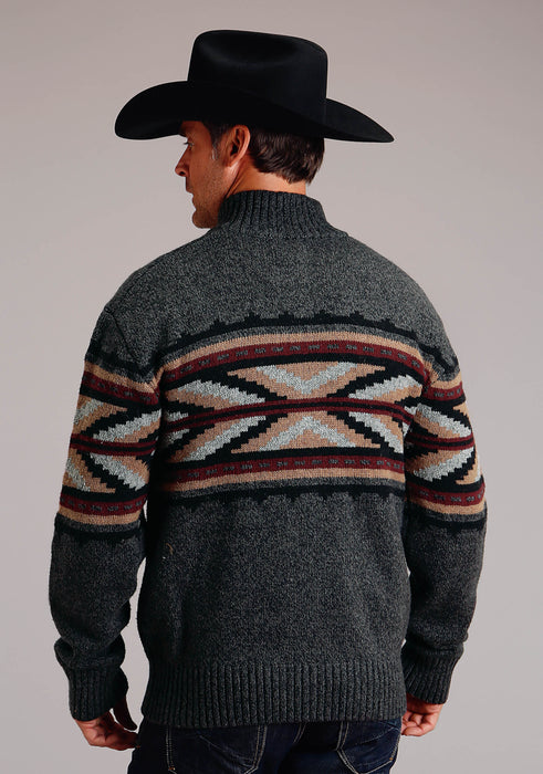Men's Stetson Grey Western Wool Sweater