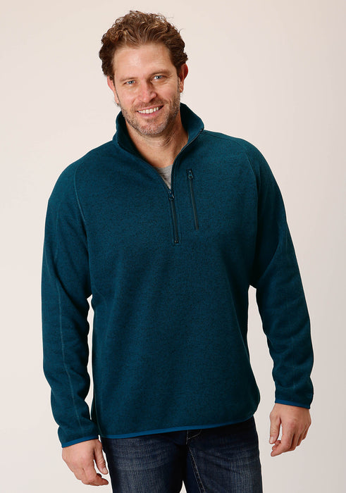 Men's Stetson Blue Quarter Zip Western Sweater