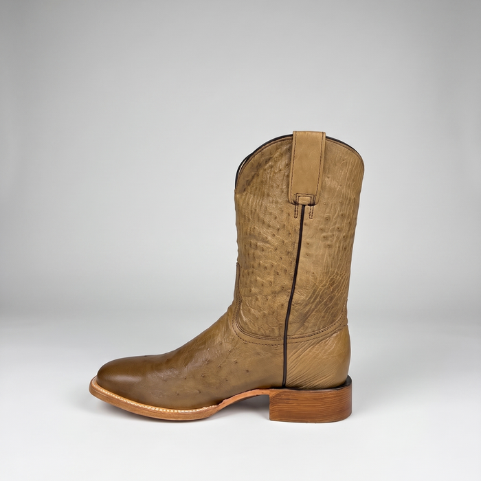 Mens Stetson Dark Tan Smooth Ostrich Square Toe Boot