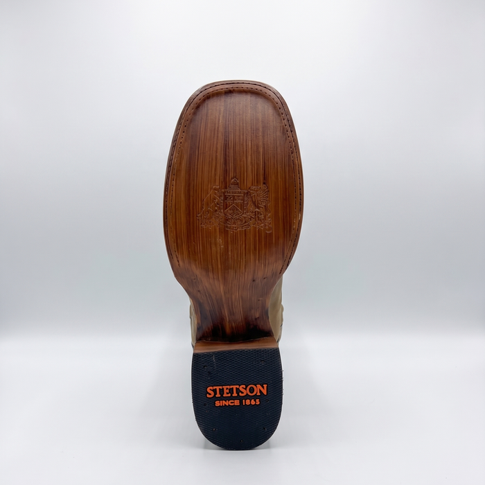 Mens Stetson Dark Tan Smooth Ostrich Square Toe Boot