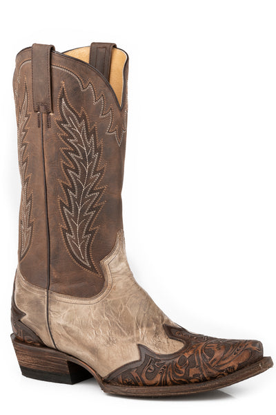 Stetson Mens Cowboy Boots 9B Brown Gray Handmade Textured Leather Western Shoe Stetson Men main image 4