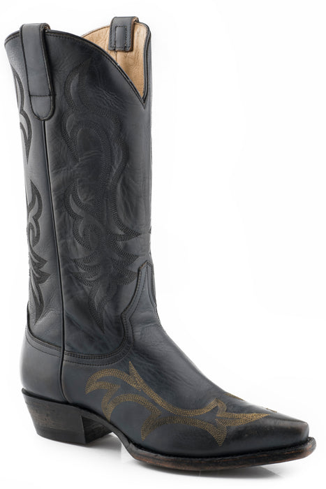 Women's Stetson Vintage Black Snip Toe Boot w/ Embroidery