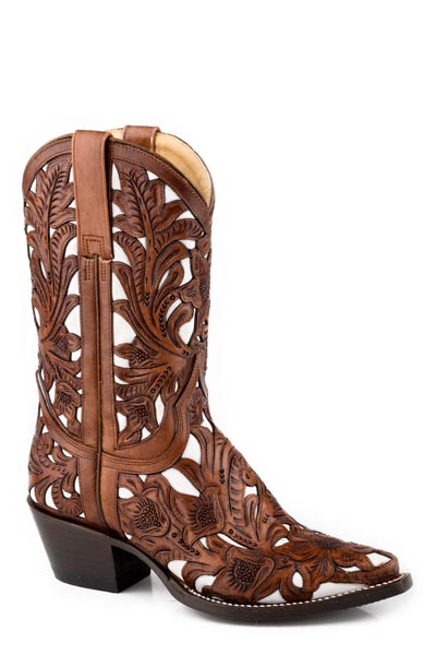 Women's Stetson Hand Tooled Snip Toe Boot