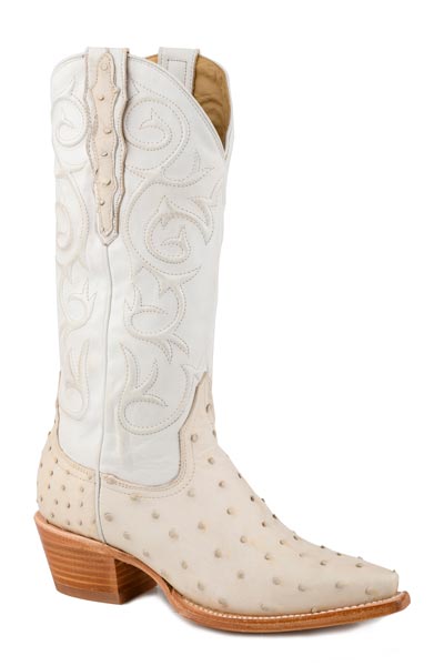 Women's Stetson Cream Ostrich Snip Toe Boot