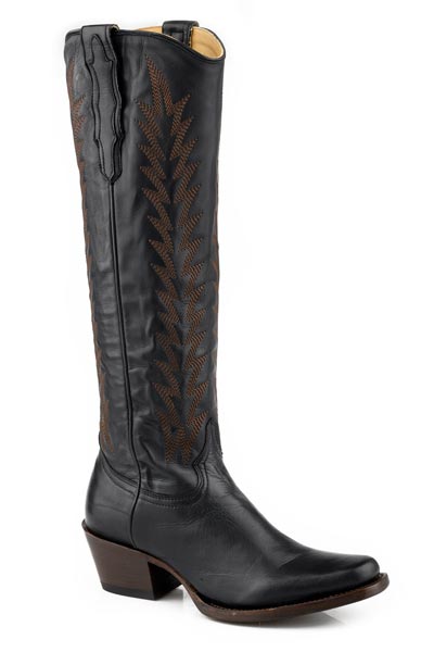 Women's Stetson Black 18" Snip Toe Boot w/ Zipper