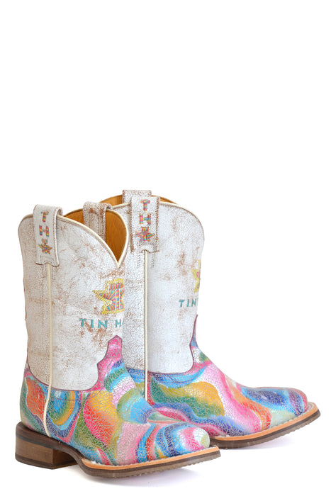 Girls Tin Haul "Color Burst" Square Toe Boot