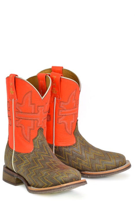 Boys Tin Haul "Neon Thunder" Square Toe Boot