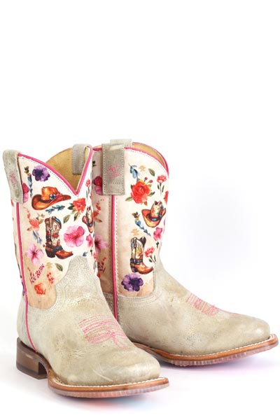 Girls Tin Haul "Lets Go Cowgirl" Square Toe Boot