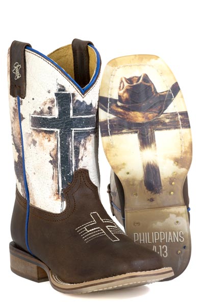 Boys Tin Haul "Church Cross" Square Toe Boot
