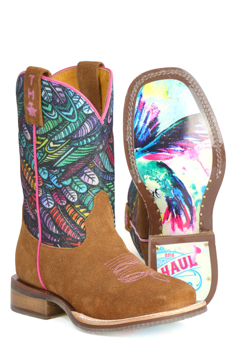 Girls Tin Haul "Feathers" Square Toe Boot