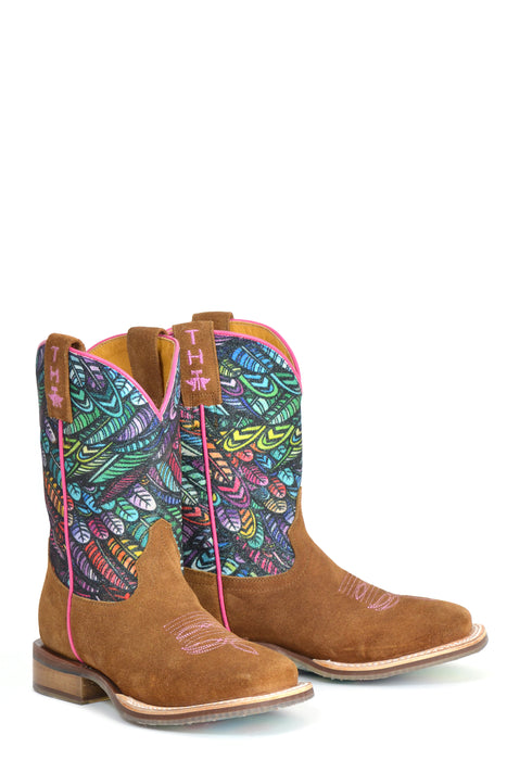 Girls Tin Haul "Feathers" Square Toe Boot